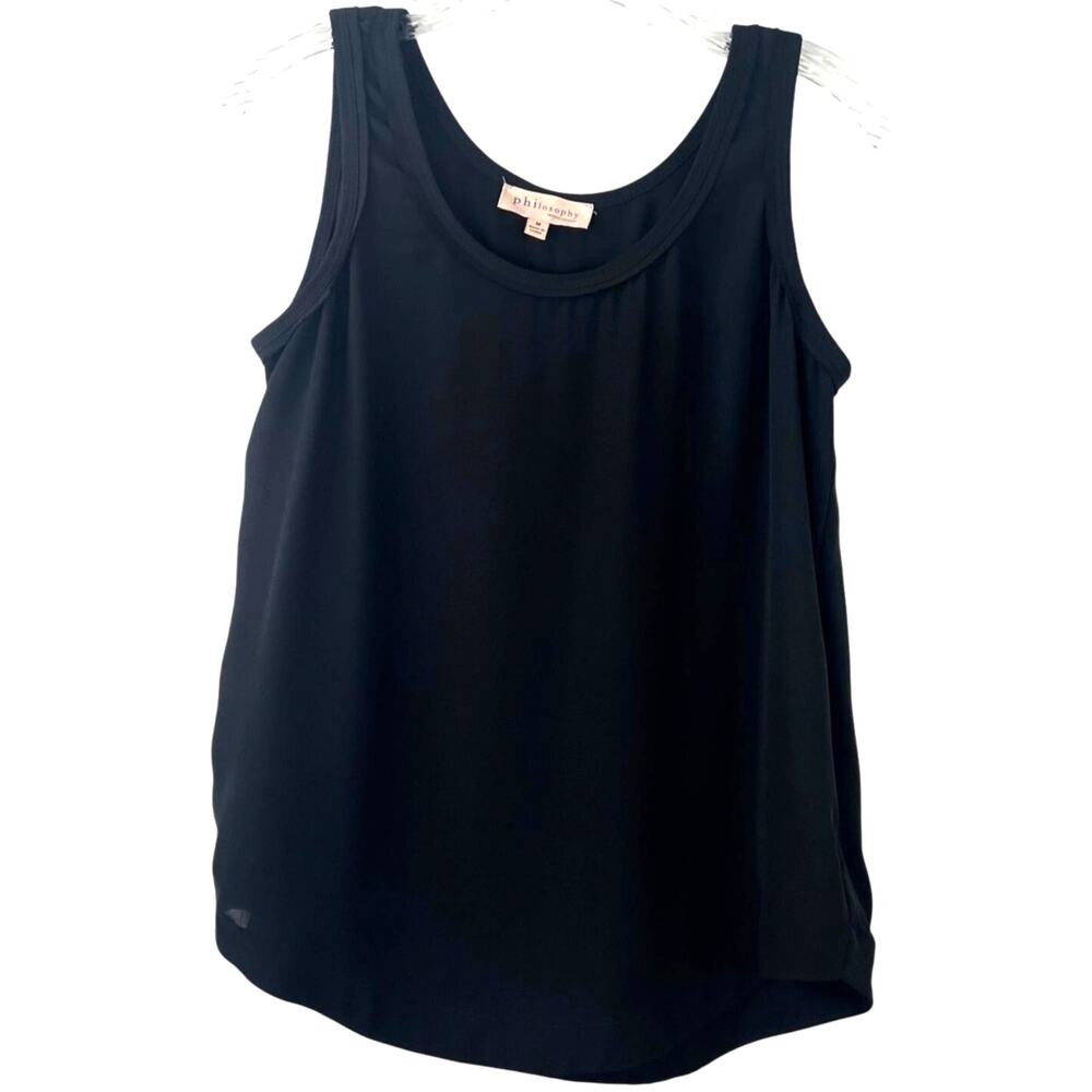 Philosophy Women's Neutral Black Top Minimalist Casual Blouse Office Wear Size M